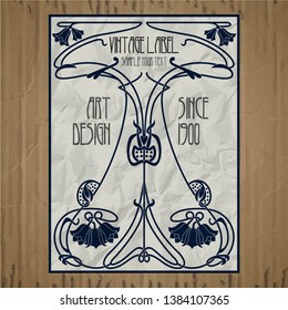 vector vintage items: label Art Nouveau