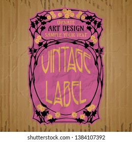 vector vintage items: label Art Nouveau