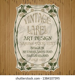 vector vintage items: label Art Nouveau