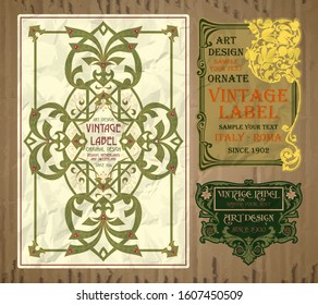 vector vintage items: label Art Nouveau	
