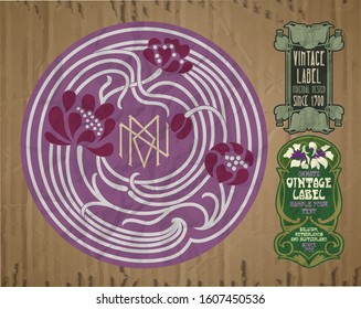 vector vintage items: label Art Nouveau	

