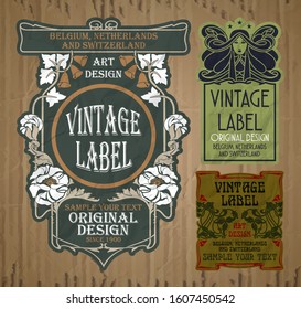 vector vintage items: label Art Nouveau	
