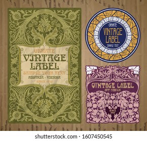 vector vintage items: label Art Nouveau	
