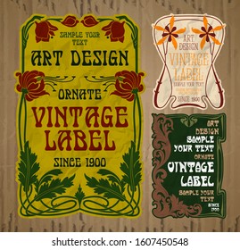 vector vintage items: label Art Nouveau	
