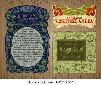 vector vintage items: label Art Nouveau	
