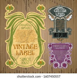vector vintage items: label Art Nouveau	
