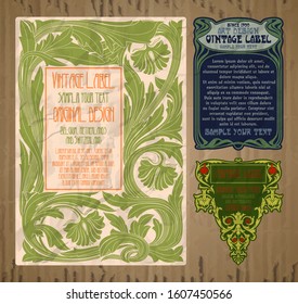 vector vintage items: label Art Nouveau	
