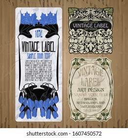vector vintage items: label Art Nouveau	
