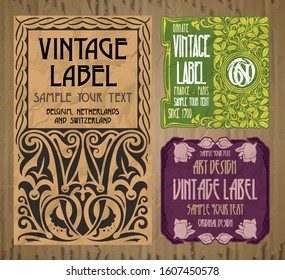 vector vintage items: label Art Nouveau	
