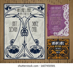 vector vintage items: label Art Nouveau	
