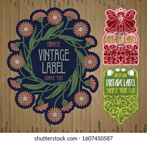 vector vintage items: label Art Nouveau	
