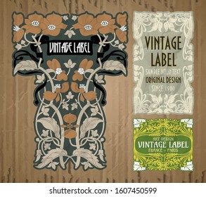 vector vintage items: label Art Nouveau	
