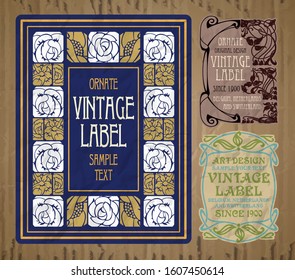 vector vintage items: label Art Nouveau	
