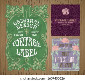vector vintage items: label Art Nouveau	
