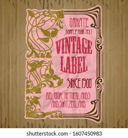 vector vintage items: label Art Nouveau	
