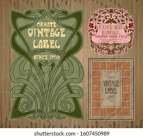 vector vintage items: label Art Nouveau	
