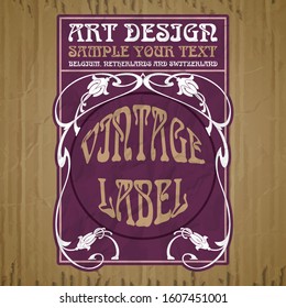 vector vintage items: label Art Nouveau	
