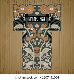 vector vintage items: label Art Nouveau	
