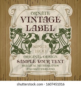 vector vintage items: label Art Nouveau	
