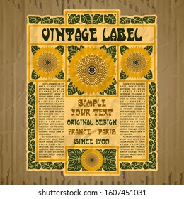 vector vintage items: label Art Nouveau	
