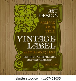 vector vintage items: label Art Nouveau	
