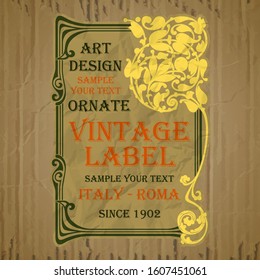 vector vintage items: label Art Nouveau	

