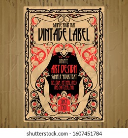 vector vintage items: label Art Nouveau