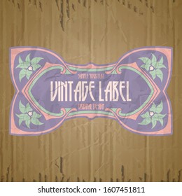 vector vintage items: label Art Nouveau