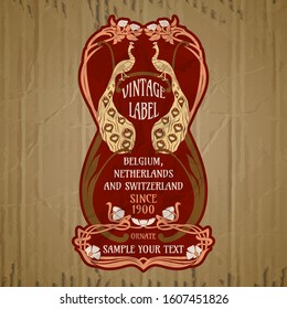vector vintage items: label Art Nouveau
