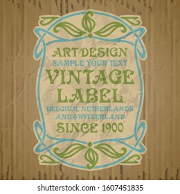 vector vintage items: label Art Nouveau