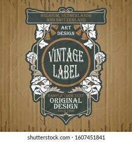 vector vintage items: label Art Nouveau