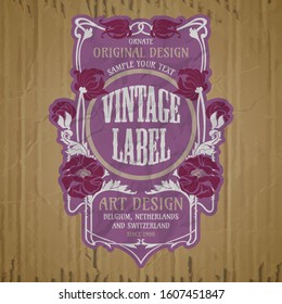 vector vintage items: label Art Nouveau