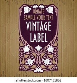 vector vintage items: label Art Nouveau