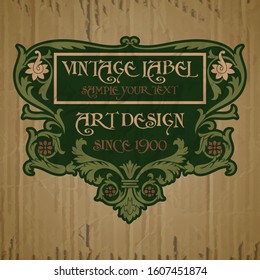 vector vintage items: label Art Nouveau