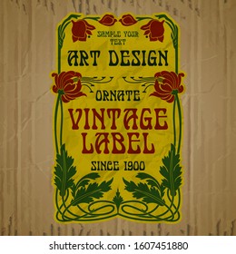 vector vintage items: label Art Nouveau