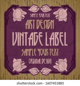 vector vintage items: label Art Nouveau