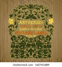 vector vintage items: label Art Nouveau
