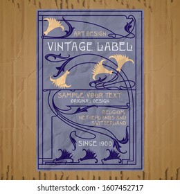 vector vintage items: label Art Nouveau