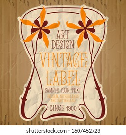 vector vintage items: label Art Nouveau