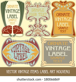vector vintage items: label Art Nouveau