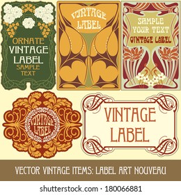 vector vintage items: label Art Nouveau