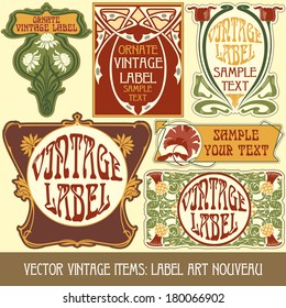 vector vintage items: label Art Nouveau