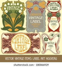 vector vintage items: label Art Nouveau