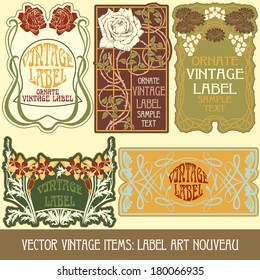 vector vintage items: label Art Nouveau