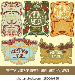 vector vintage items: label Art Nouveau