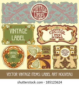 vector vintage items: label Art Nouveau