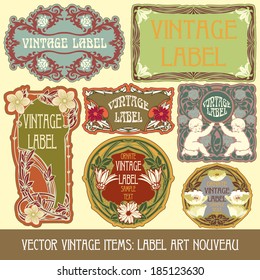 vector vintage items: label Art Nouveau