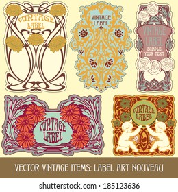 vector vintage items: label Art Nouveau