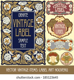 vector vintage items: label Art Nouveau