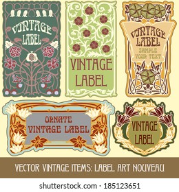 vector vintage items: label Art Nouveau